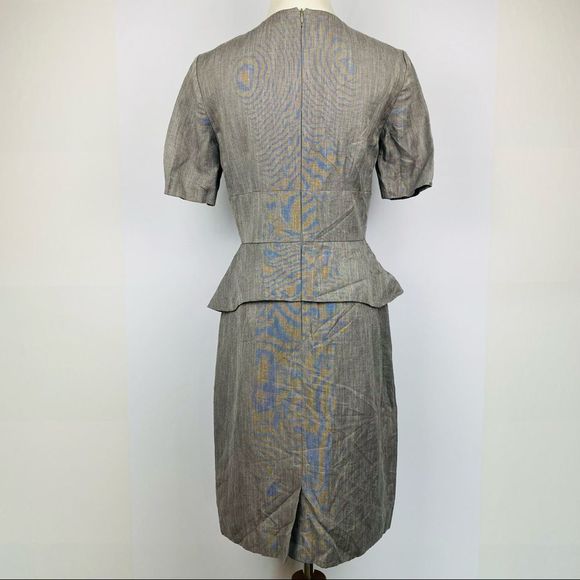 ANTONIO MELANI Peplum Gray Short Sleeve Shift Dress - Picture 4 of 9